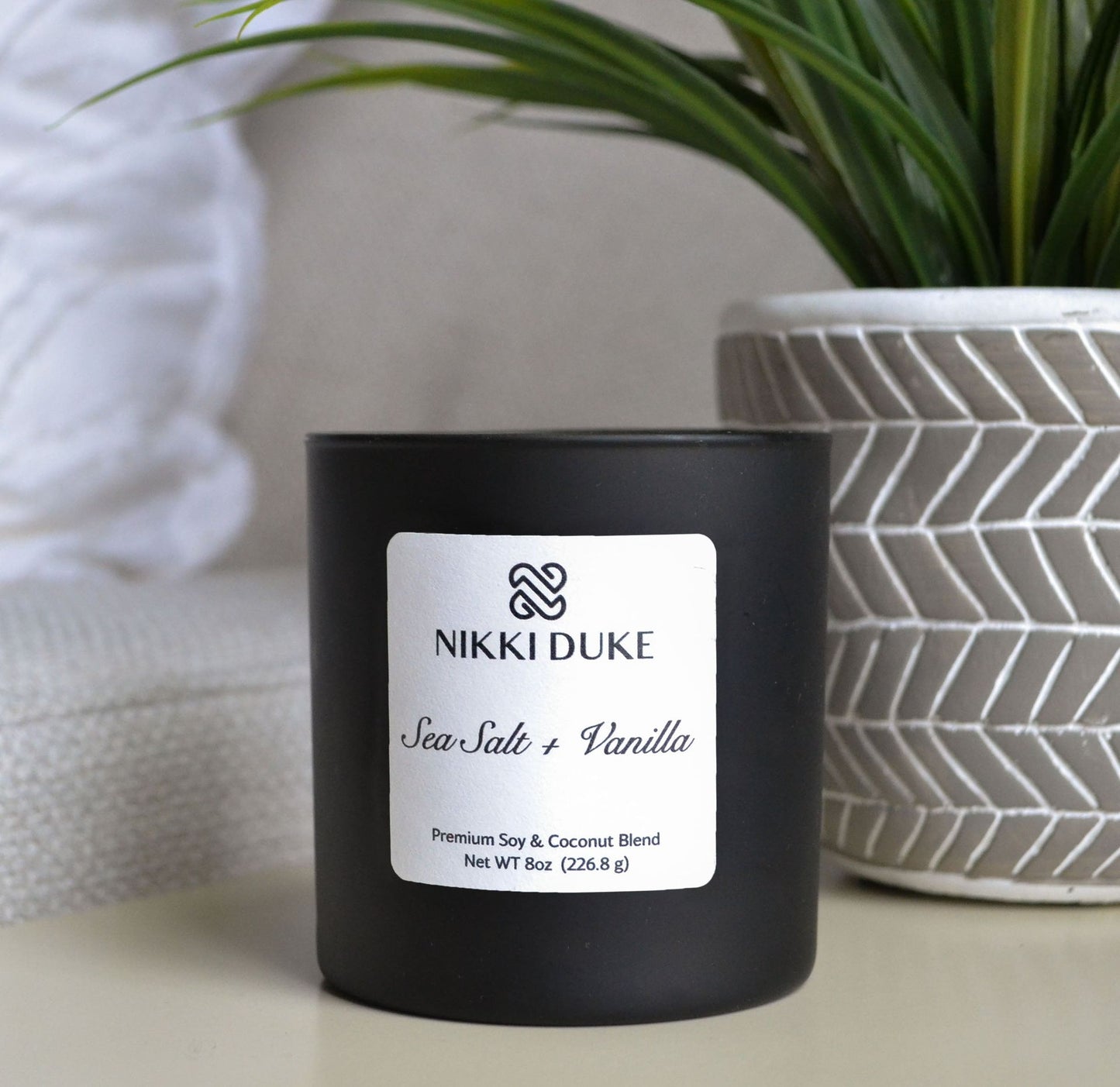 Nikki Duke Sea Salt + Vanilla 8 oz Premium Soy Candle