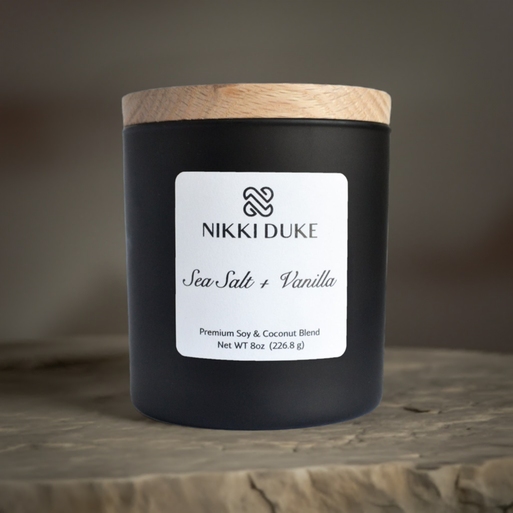 Nikki Duke Sea Salt + Vanilla 8 oz Premium Soy + Coconut Candle