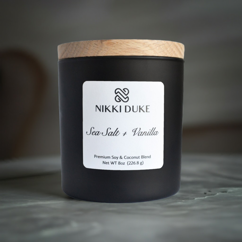 Nikki Duke Sea Salt + Vanilla 8 oz Premium Soy + Coconut Candle