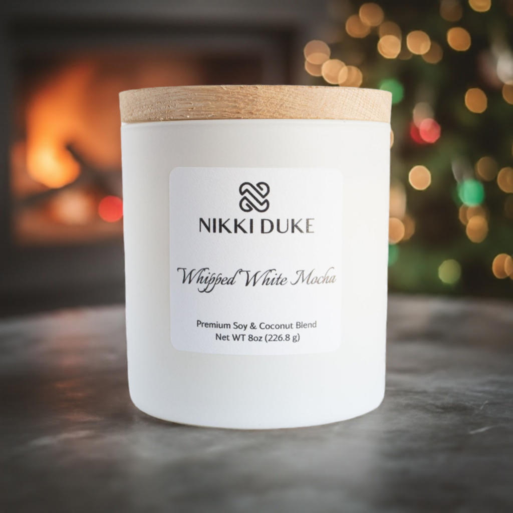 Nikki Duke Whipped White Mocha 8 oz Premium Soy + Coconut Candle