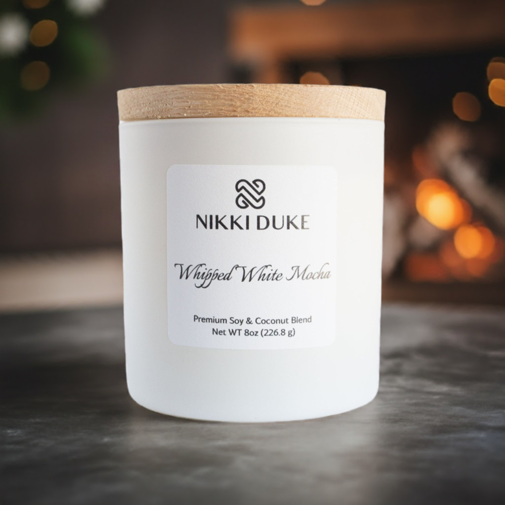 Nikki Duke Whipped White Mocha 8 oz Premium Soy + Coconut Candle