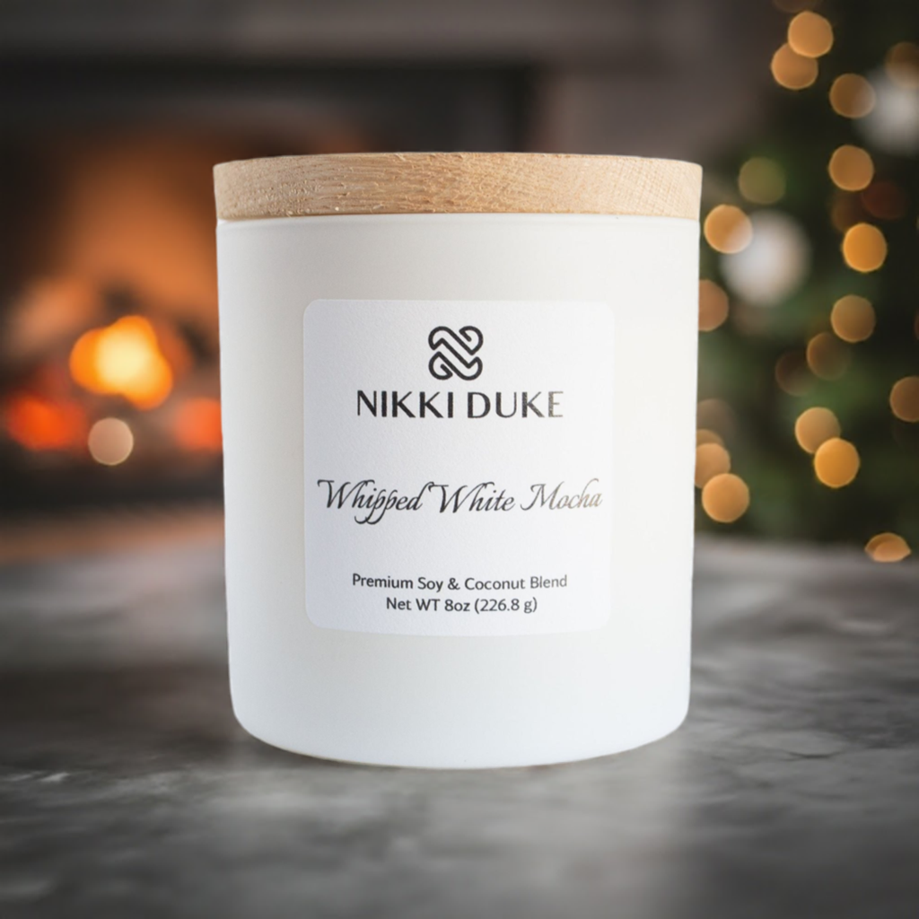 Nikki Duke Whipped White Mocha 8 oz Premium Soy + Coconut Candle