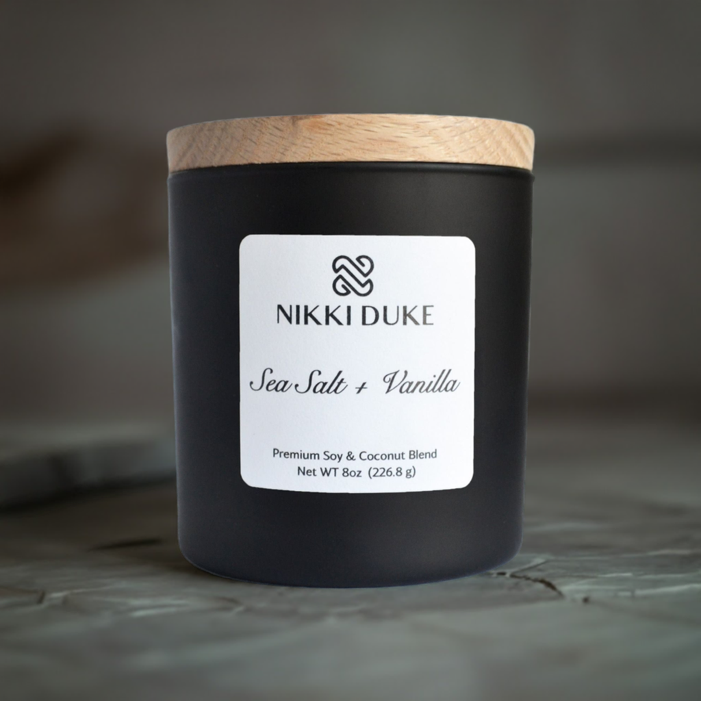 Nikki Duke Sea Salt + Vanilla 8 oz Premium Soy + Coconut Candle