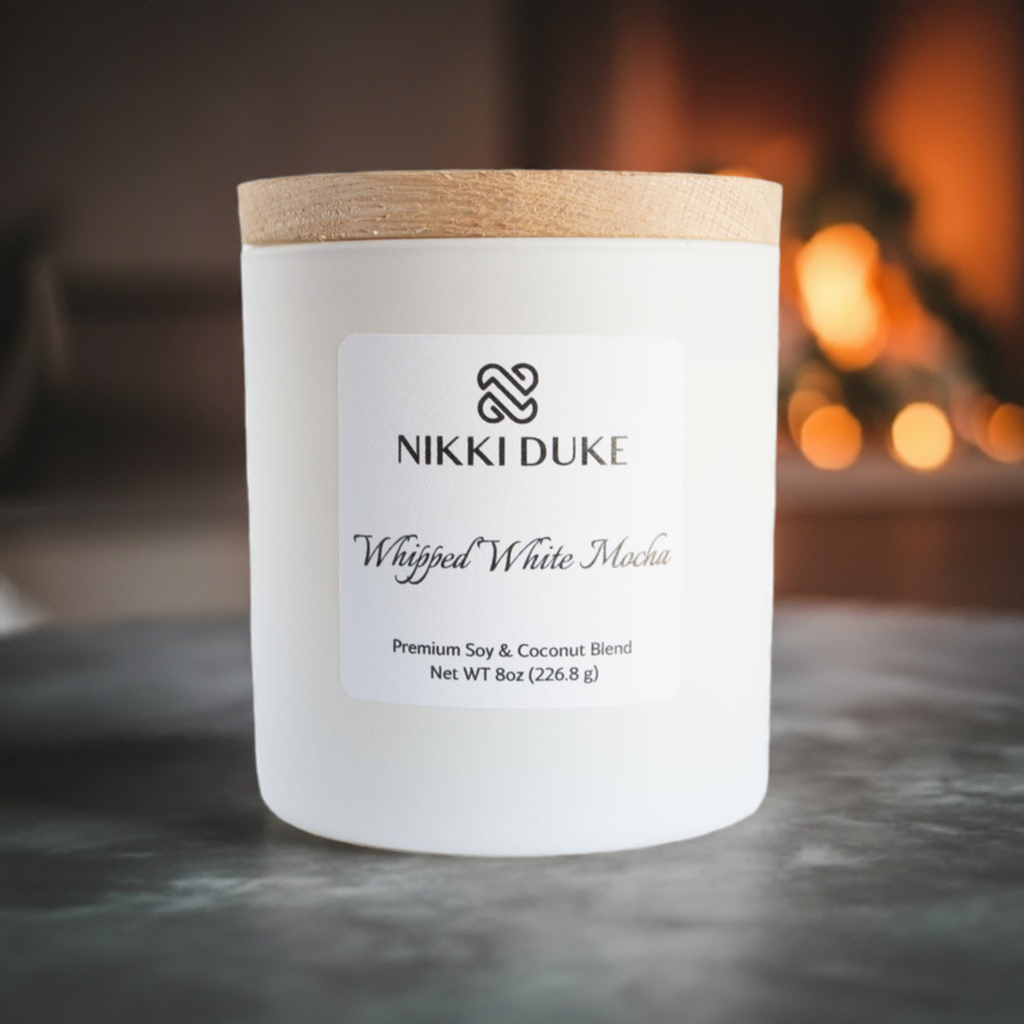 Nikki Duke Whipped White Mocha 8 oz Premium Soy + Coconut Candle